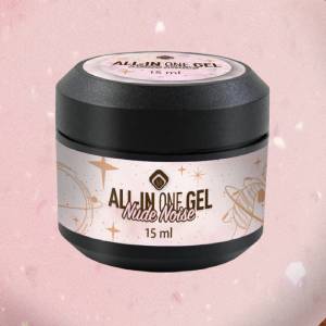 All in One Gel Nude Noise All in One Gel Nude Noise – нежен nude блясък и здравина All in One Gel Nude Noise е прозрачен изграждащ гел със светлокафяви, почти телесни блестящи частици, които добавят елегантен nude ефект. Този гел е многофункционален – може да се използва за укрепване на естествени нокти, изграждане върху форми, както и като декоративен топер. Неговата TPO-free формула осигурява комфортно изпичане без парене и е безопасна за клиентки с чувствителни нокти. Самоизравняващата се консистенция улеснява оформянето и позволява идеална гладка повърхност без течене към кутикулите.